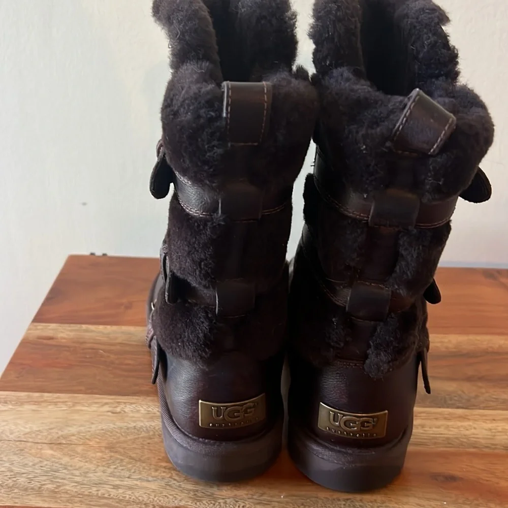 Women's Black Faux Shearling Buckle Boots